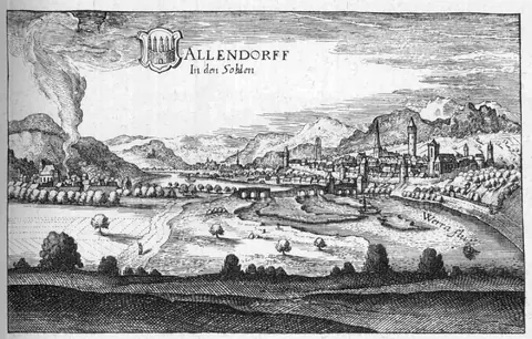 Allendorf in den Sooden, Kupferstich aus Merians Topographia Hassiae